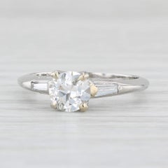 Bague de fiançailles 900 en platine avec diamant rond de 0,85 carat, taille 5,5