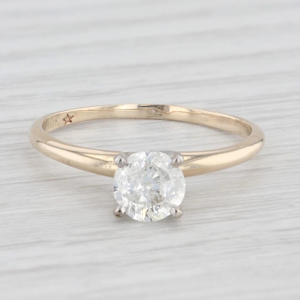 Women's 0.85ctw Round Diamond Solitaire Engagement Ring 10k Yellow White Gold Size 8.5