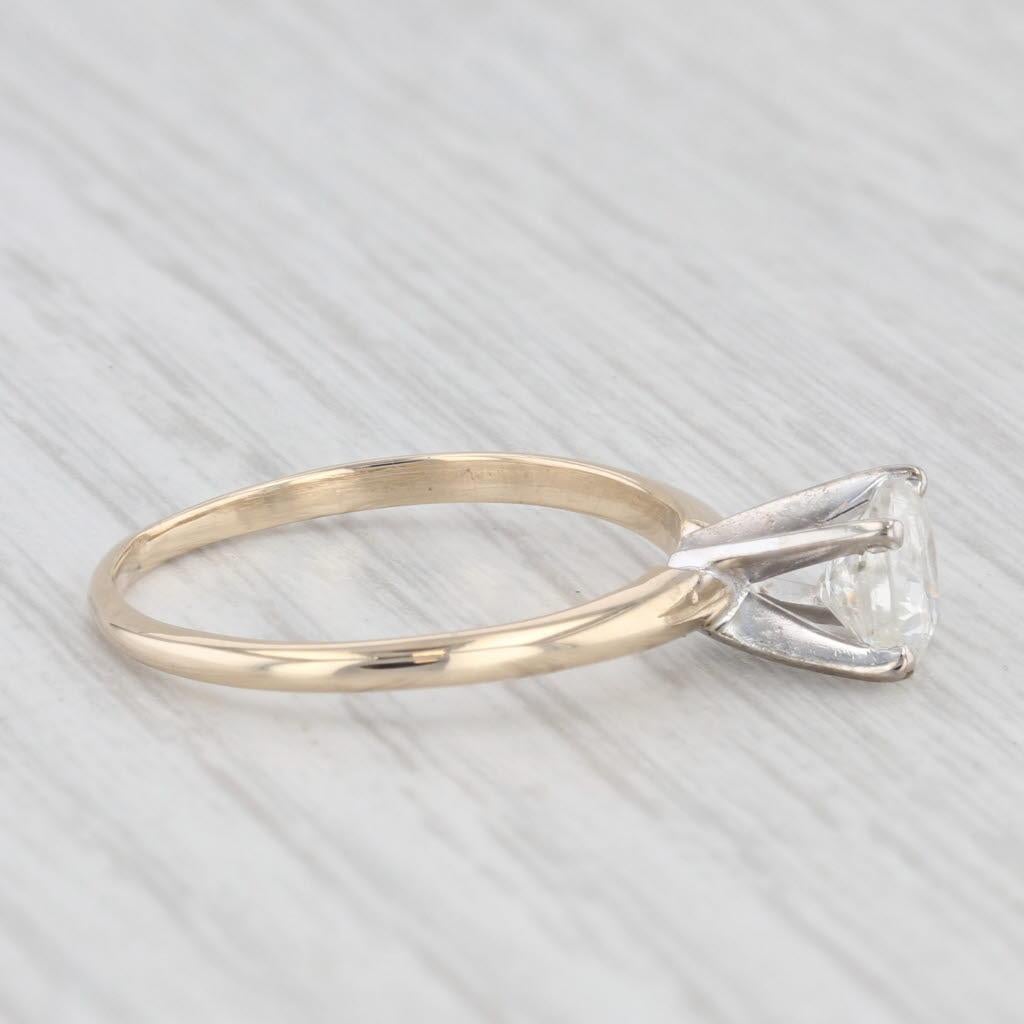 0.85ctw Round Diamond Solitaire Engagement Ring 10k Yellow White Gold Size 8.5 3