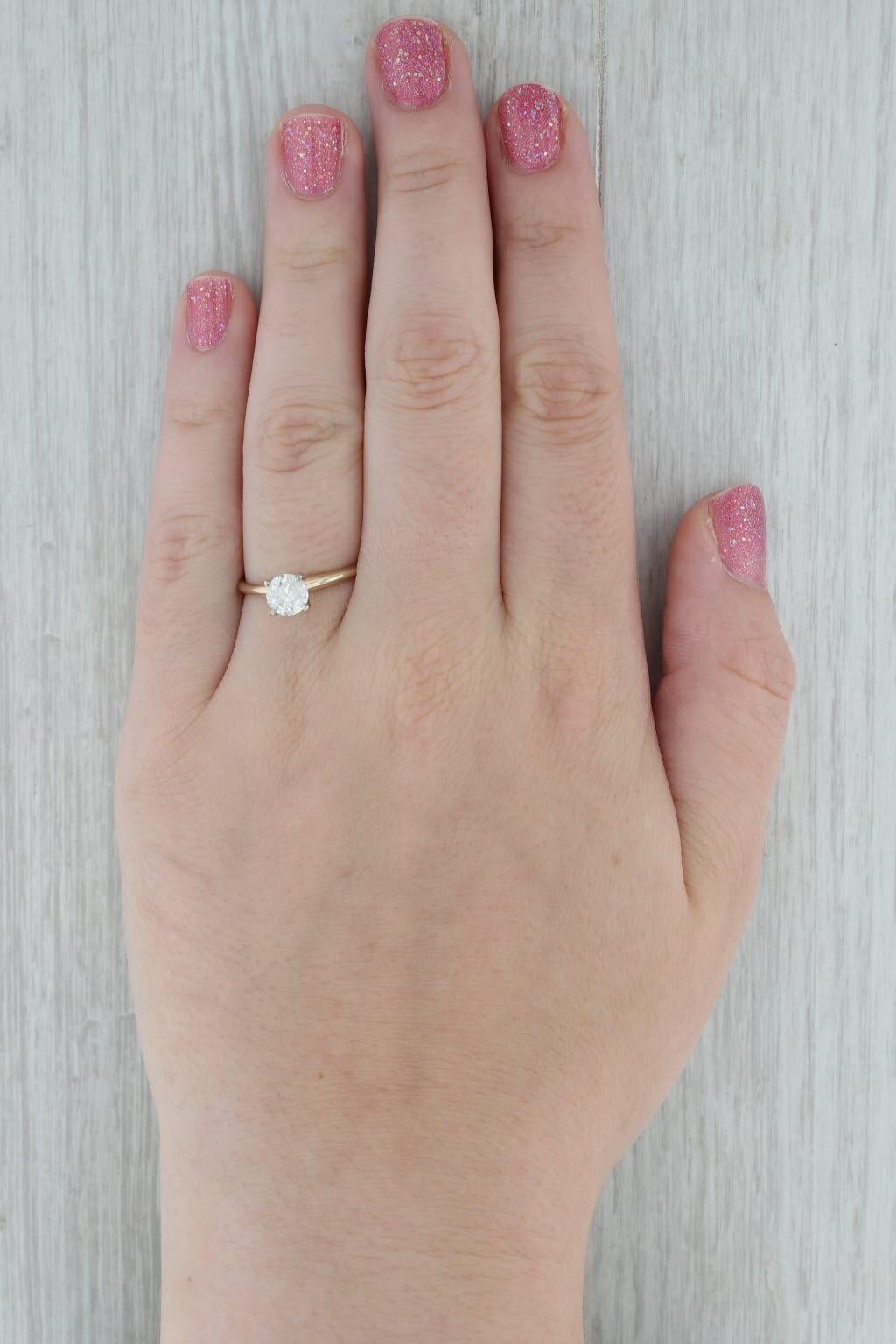 0.85ctw Round Diamond Solitaire Engagement Ring 10k Yellow White Gold Size 8.5 4
