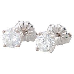 Pendientes de oro blanco de 14k con diamante redondo solitario de 0,85 ctw