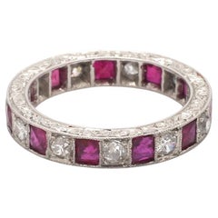 0.85ctw Ruby and Diamond Eternity Band