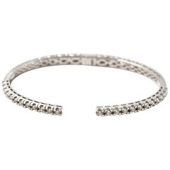0.86 Carat Diamond 14 Karat White Gold Hinged Cuff Bracelet 0.86 Carat Diamond 14 Karat White Gold Hinged Cuff Bracelet