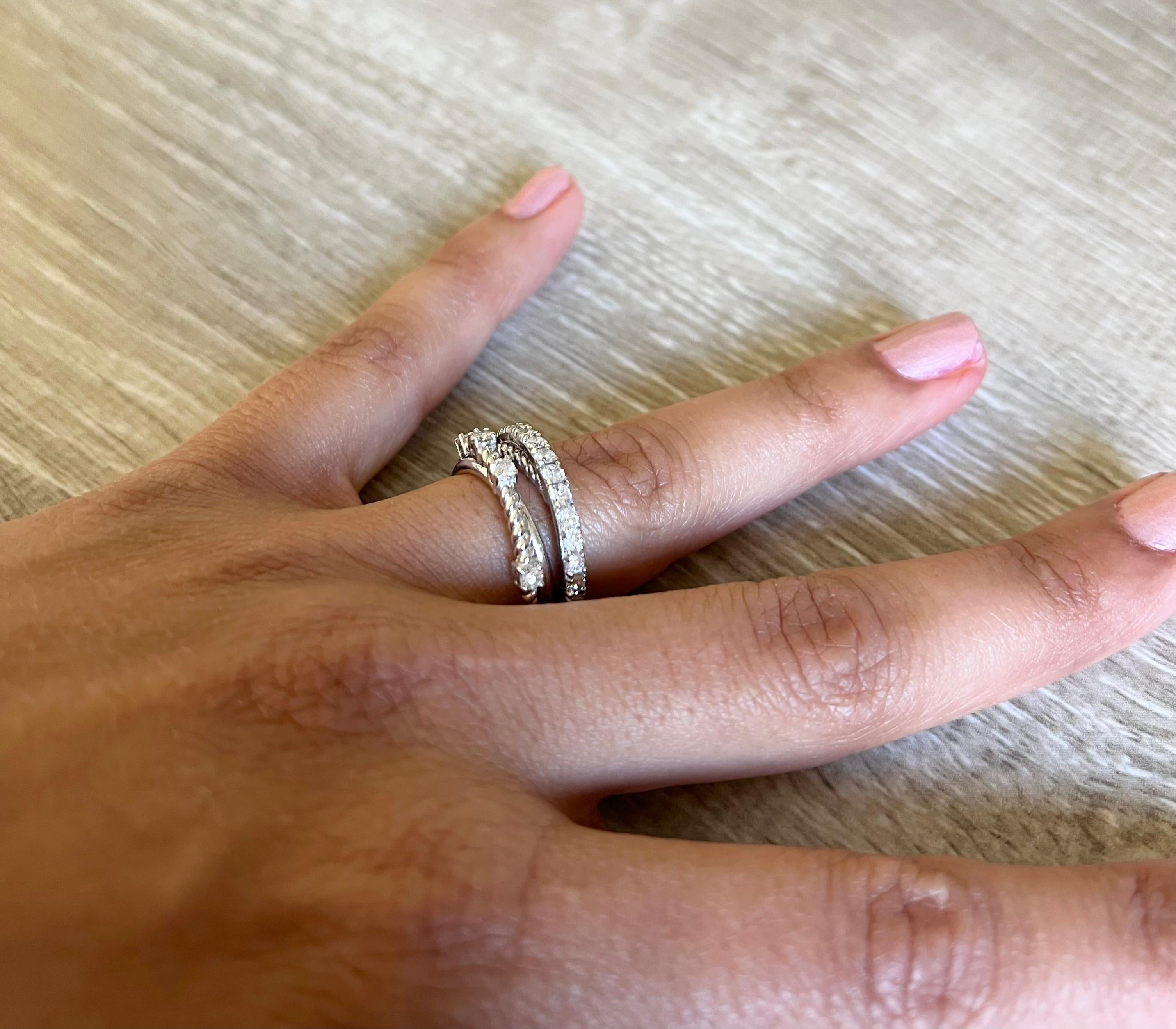 0.86 Carat Diamond White Gold Band For Sale 4