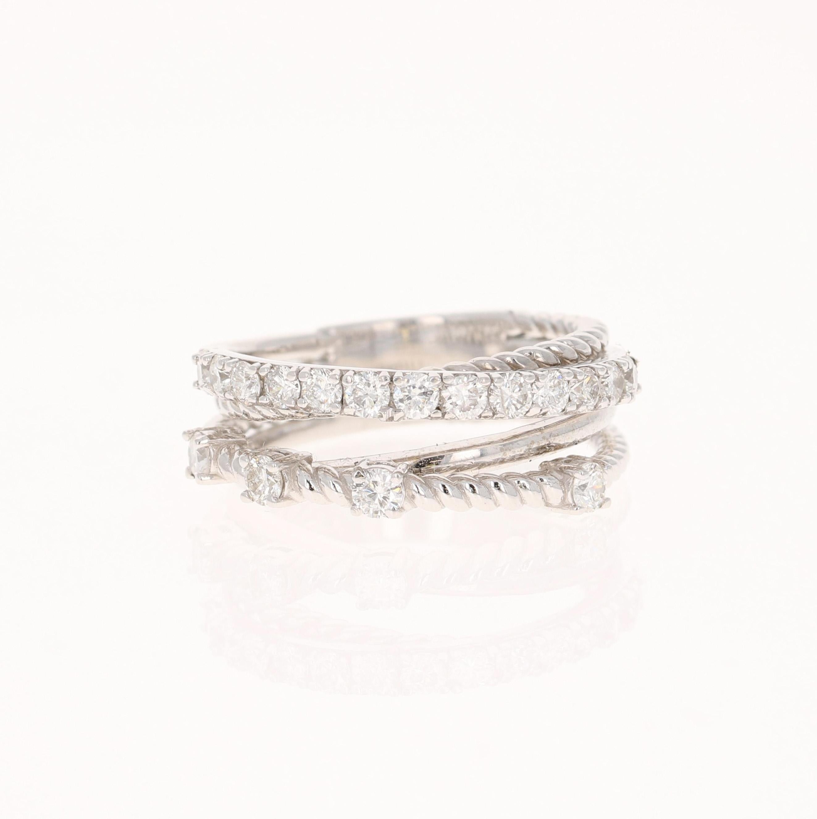 0.86 Carat Diamond White Gold Band For Sale 5