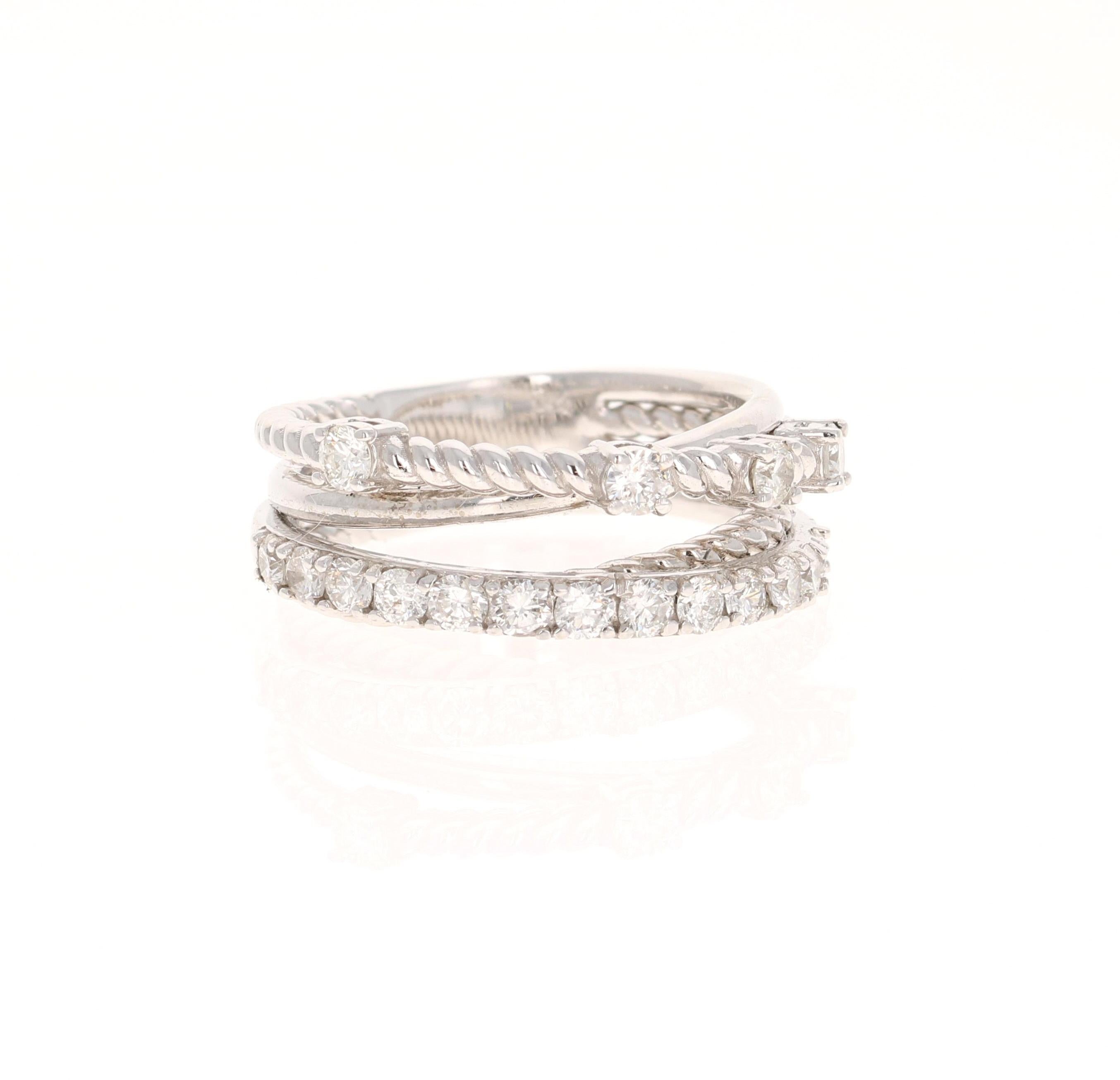 0.86 Carat Diamond White Gold Band For Sale 6