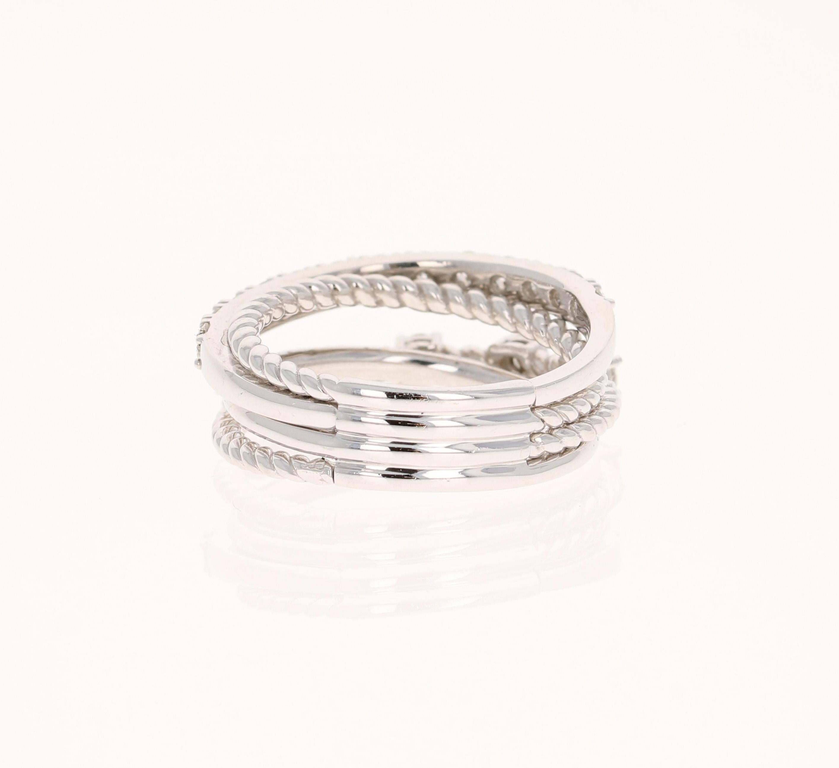 0.86 Carat Diamond White Gold Band For Sale 7