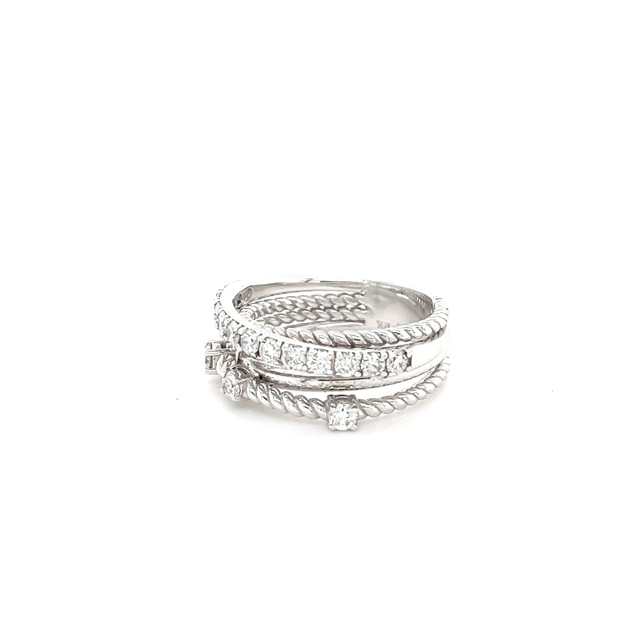 0.86 Carat Diamond White Gold Band For Sale 9