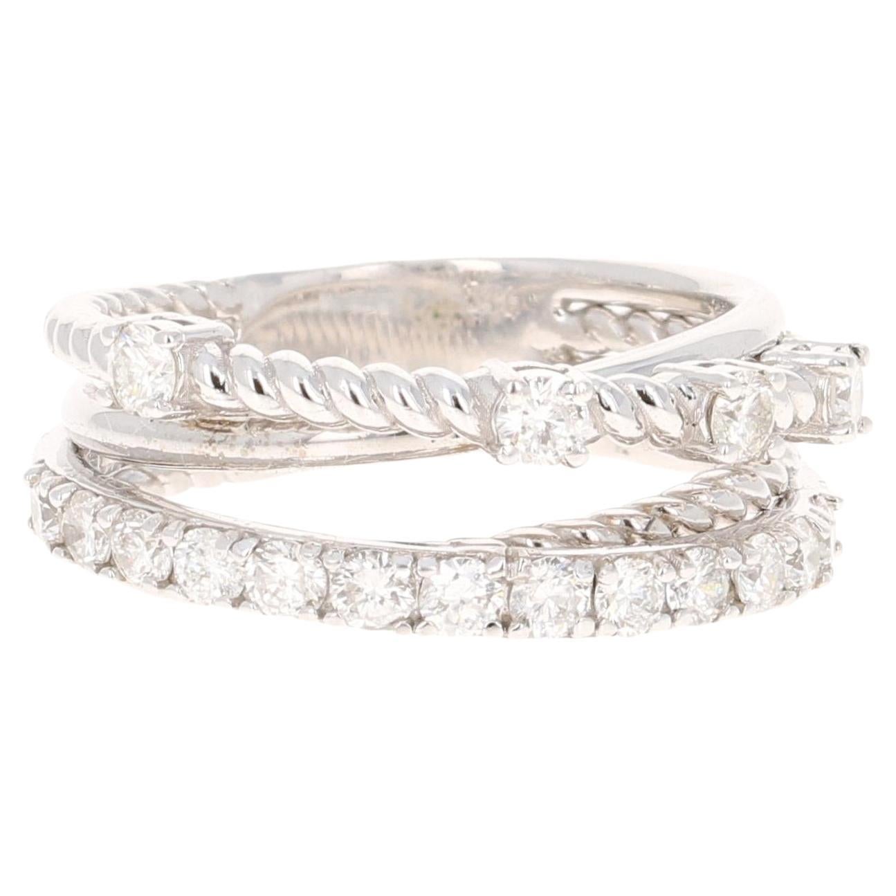 Contemporary 0.86 Carat Diamond White Gold Band For Sale