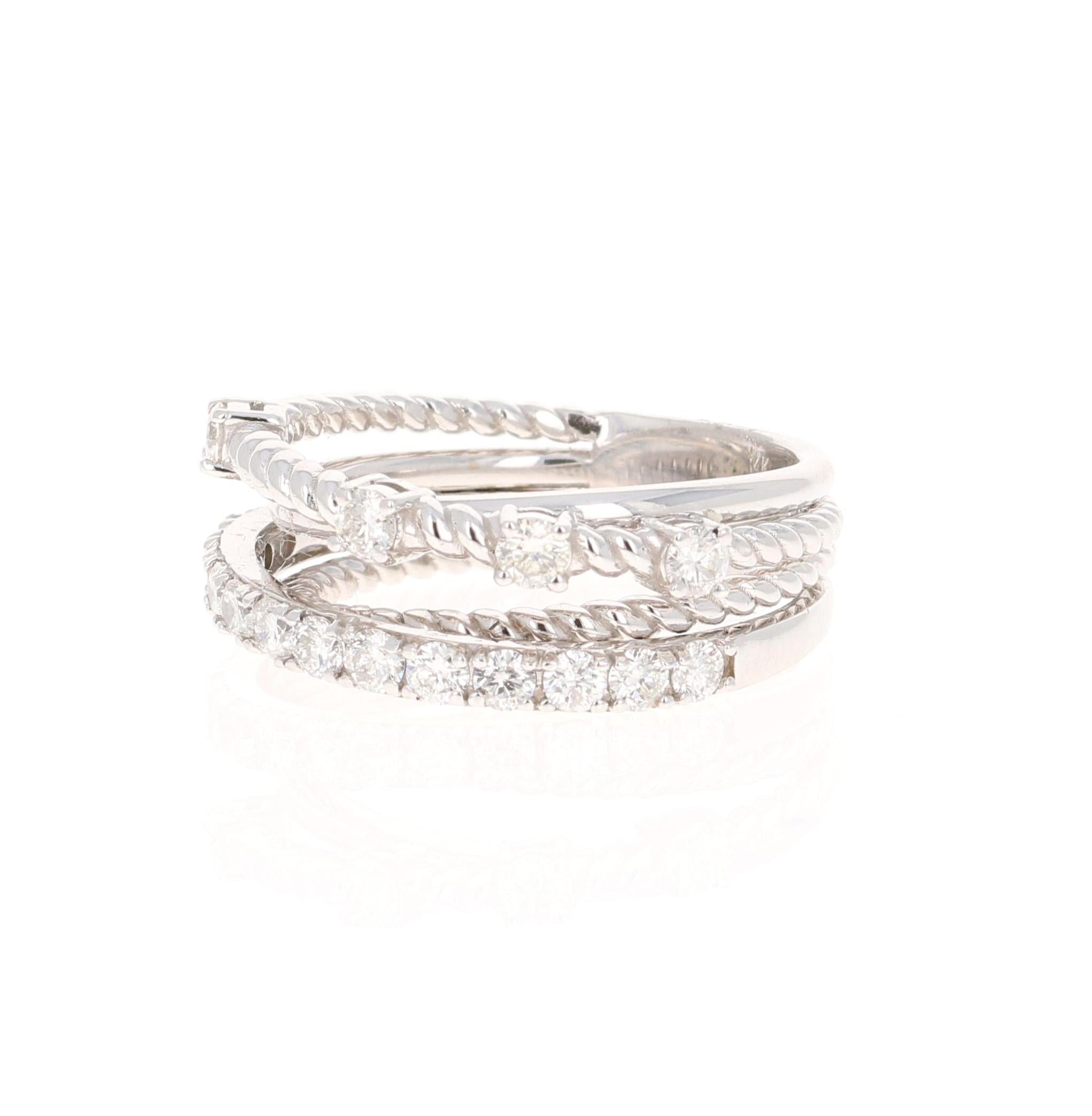 Round Cut 0.86 Carat Diamond White Gold Band For Sale