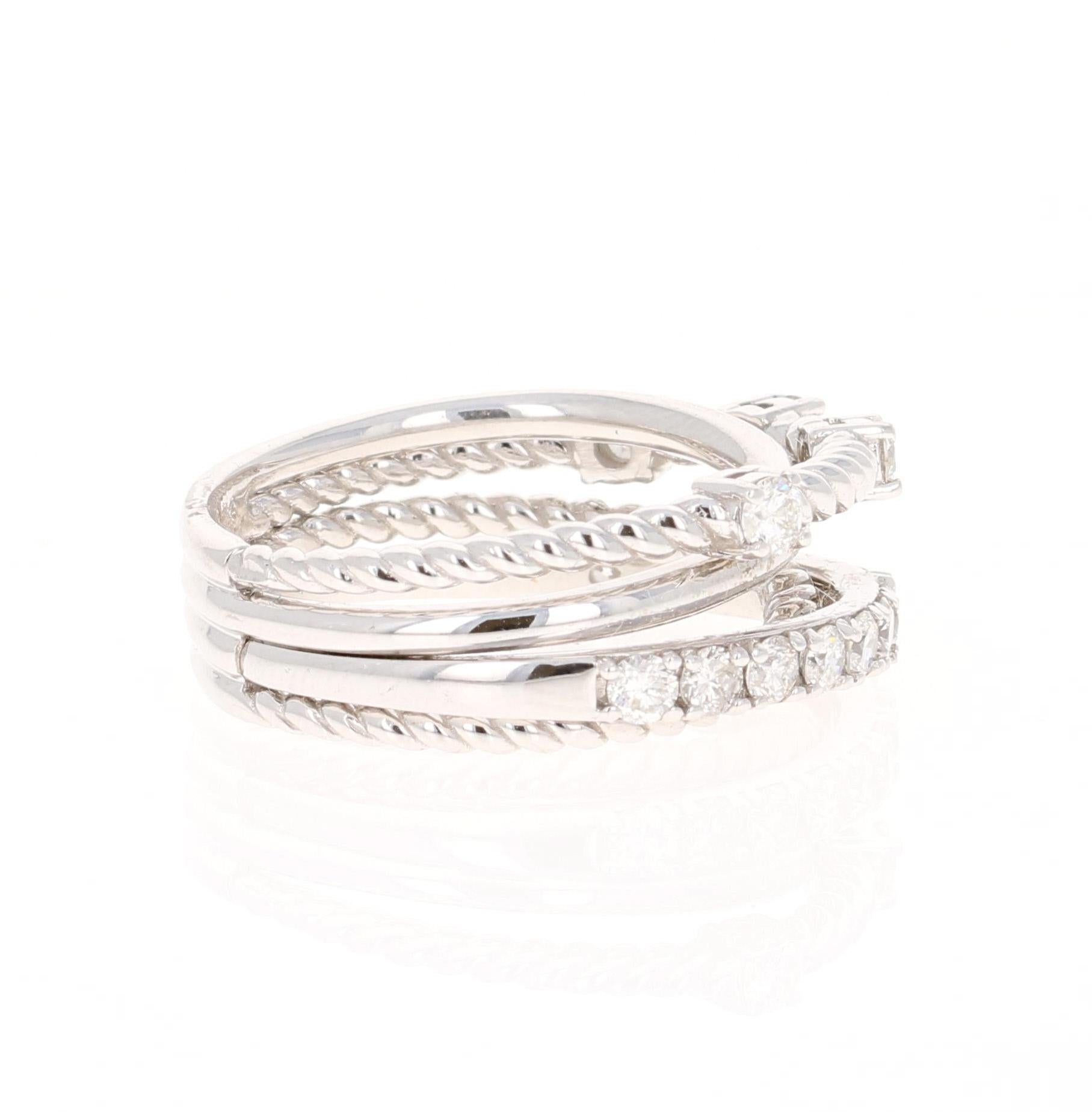 0.86 Carat Diamond White Gold Band In New Condition For Sale In Los Angeles, CA