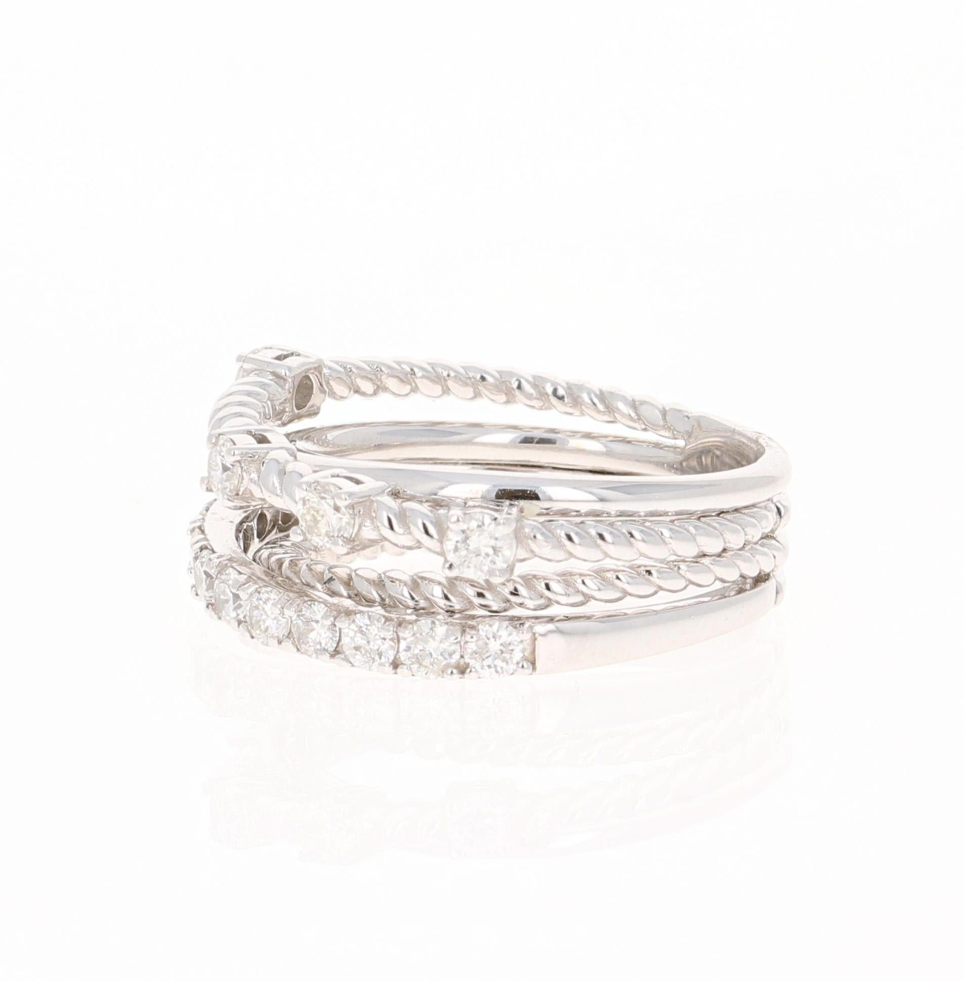Women's 0.86 Carat Diamond White Gold Band For Sale