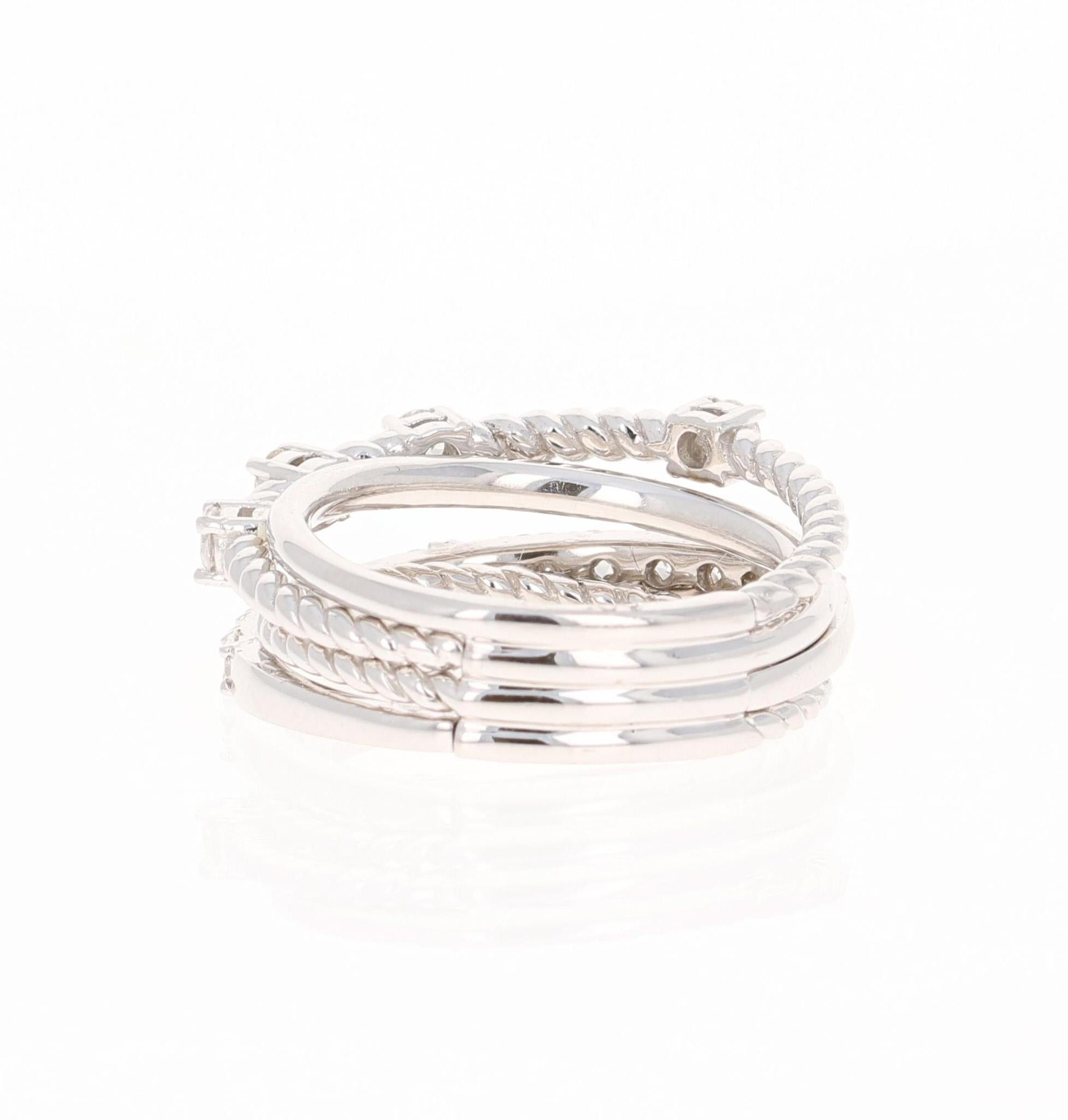0.86 Carat Diamond White Gold Band For Sale 1