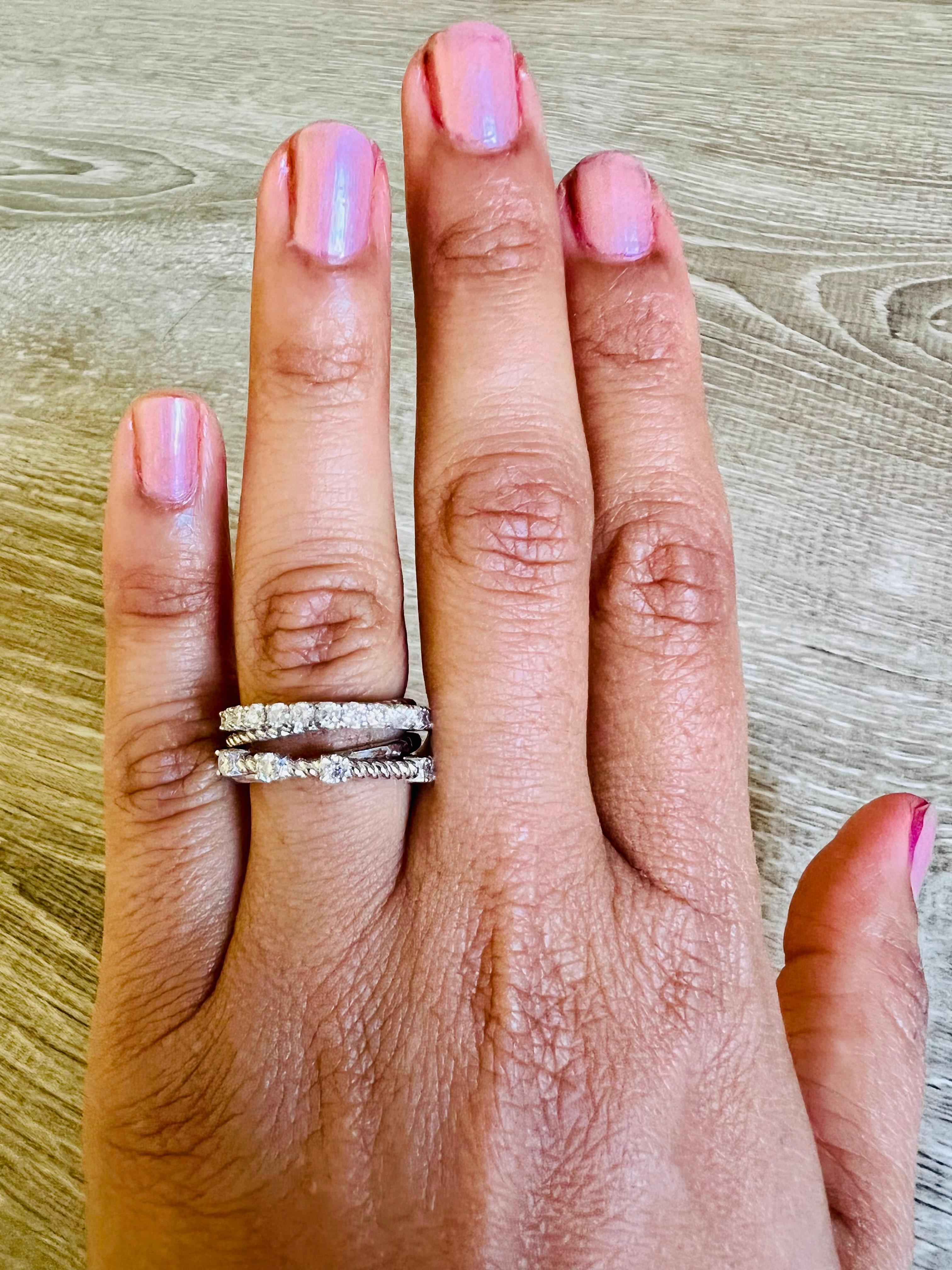 0.86 Carat Diamond White Gold Band For Sale 2