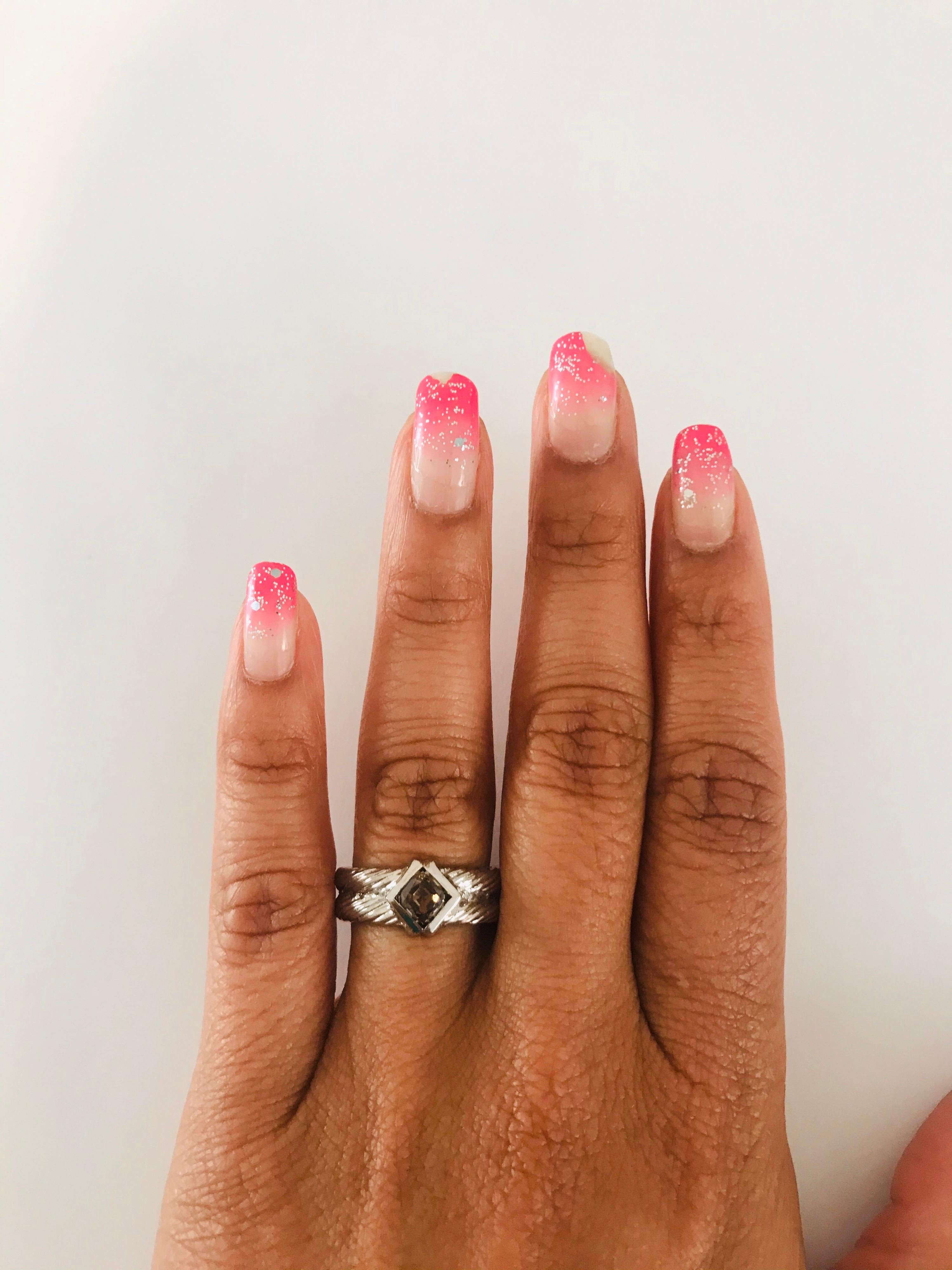 0.86 Carat Natural Champagne Diamond 14 Karat White Gold Band In New Condition For Sale In Los Angeles, CA