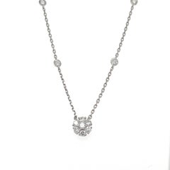 0.86 Carat Natural Diamond White Gold Floret Chain Necklace