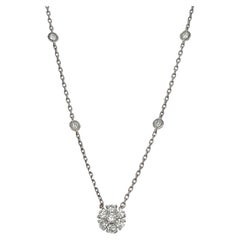 0.86 Carat Natural Diamond White Gold Floret Chain Necklace