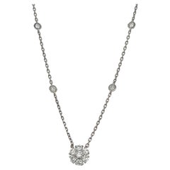0.86 Carat Natural Diamond White Gold Floret Chain Necklace 