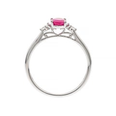 0.86 Carat oval-Cut Ruby Diamond Accents 10K White Gold Ring