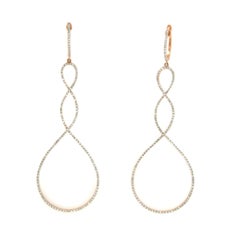 0.86 Carat Pave I Color Si1 Diamonds in 14 Rose Gold Hoop Earrings