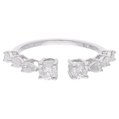 Bague manchette en or blanc 18 carats avec diamants taille poire et rond de 0,86 carat, faite à la main