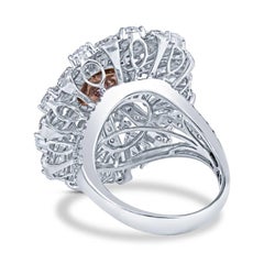 0.86 Carat Rare Pink Diamond Sunburst Cocktail Ring in 18KT White Gold