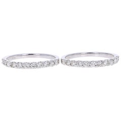 0.86 Carat Round Cut Diamond White Gold Stackable Bands