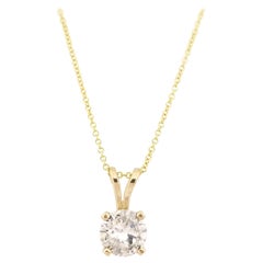 0.86 Carat Round Diamond Pendant 14 Karat Yellow Gold 0.86 Carat Round Diamond Pendant 14 Karat Yellow Gold