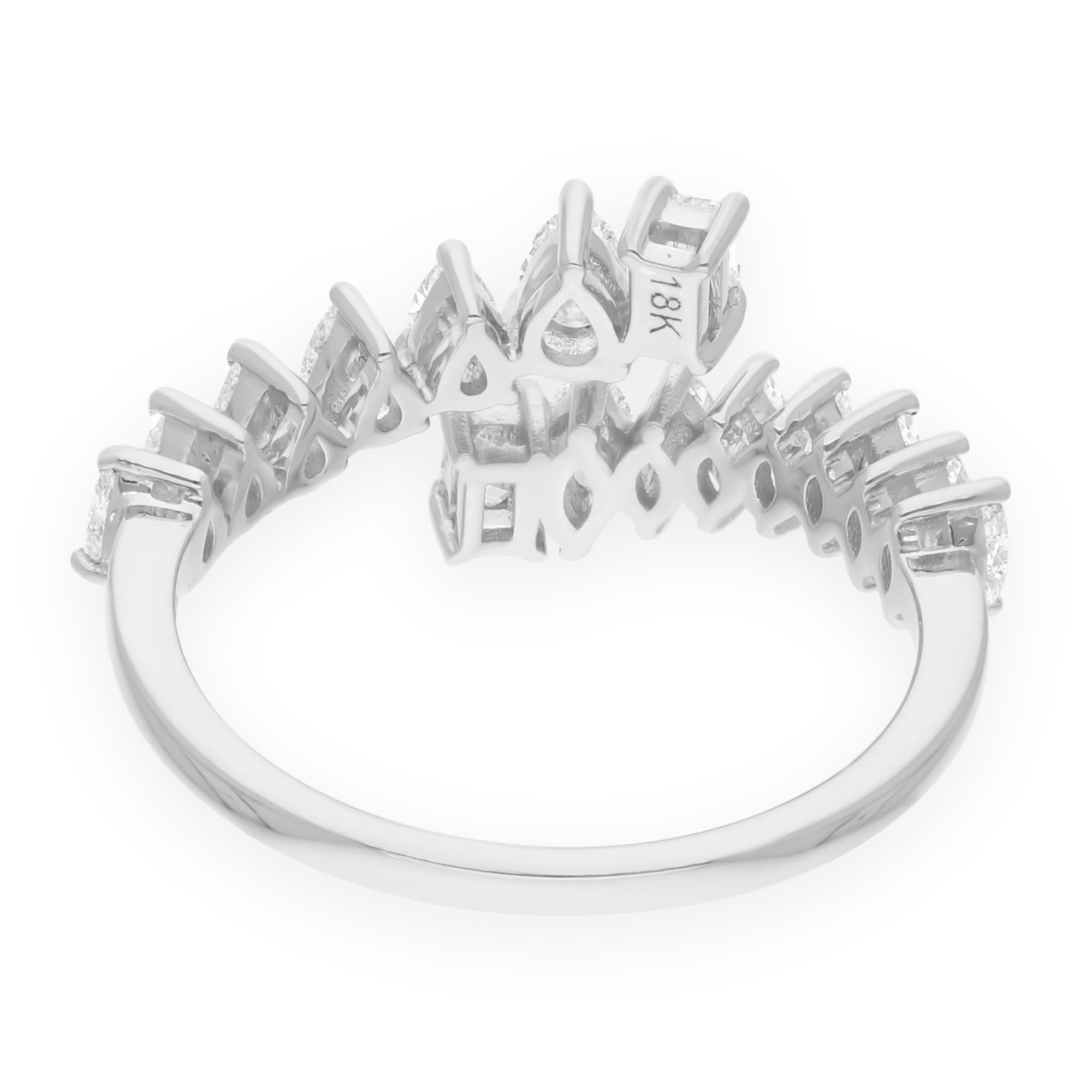 Modern 0.86 Carat SI/H Pear Emerald Cut Diamond Wrap Ring 14 Karat White Gold Jewelry For Sale