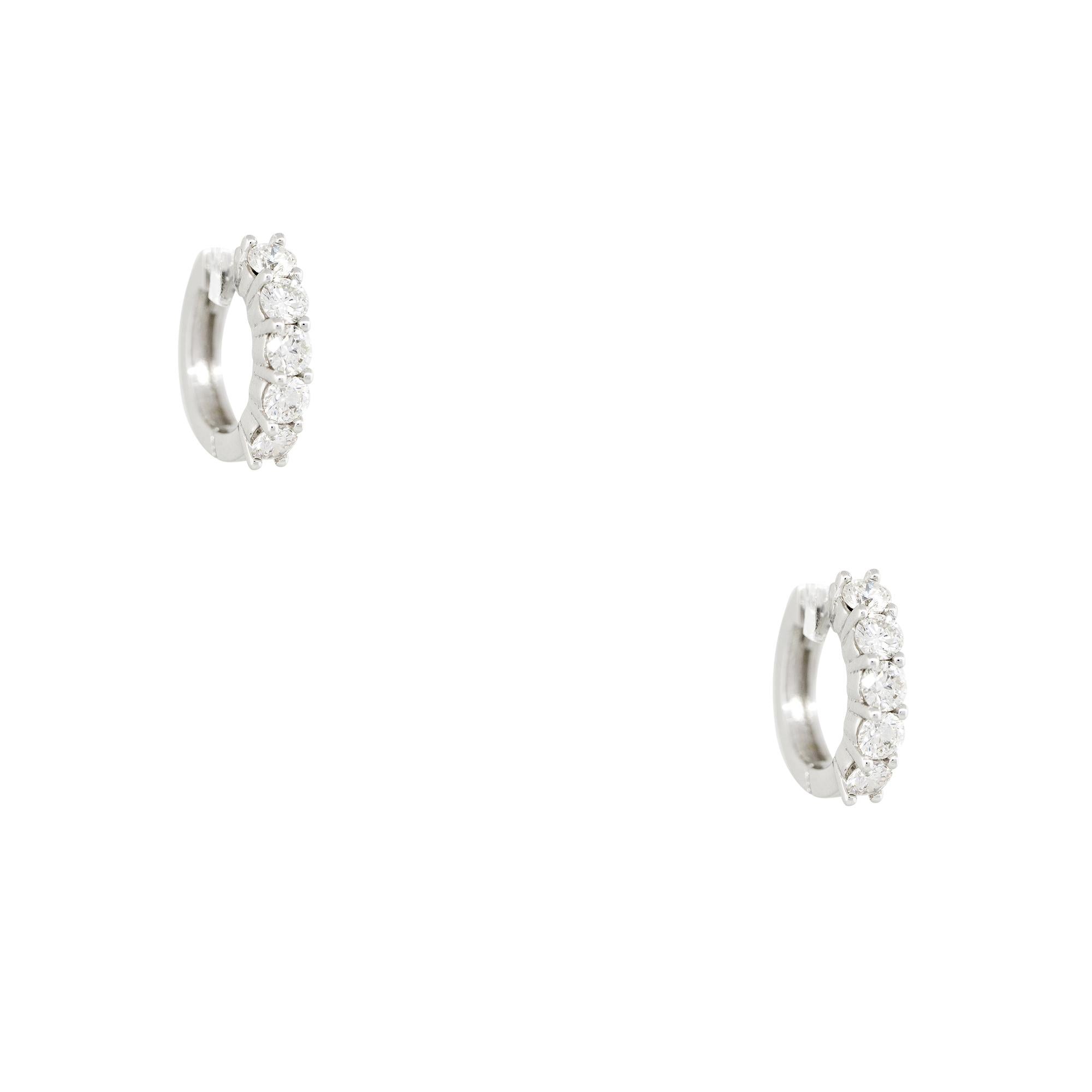 Modern 0.86 Carat Small Round Brilliant Diamond Hoop Earrings 14 Karat in Stock For Sale