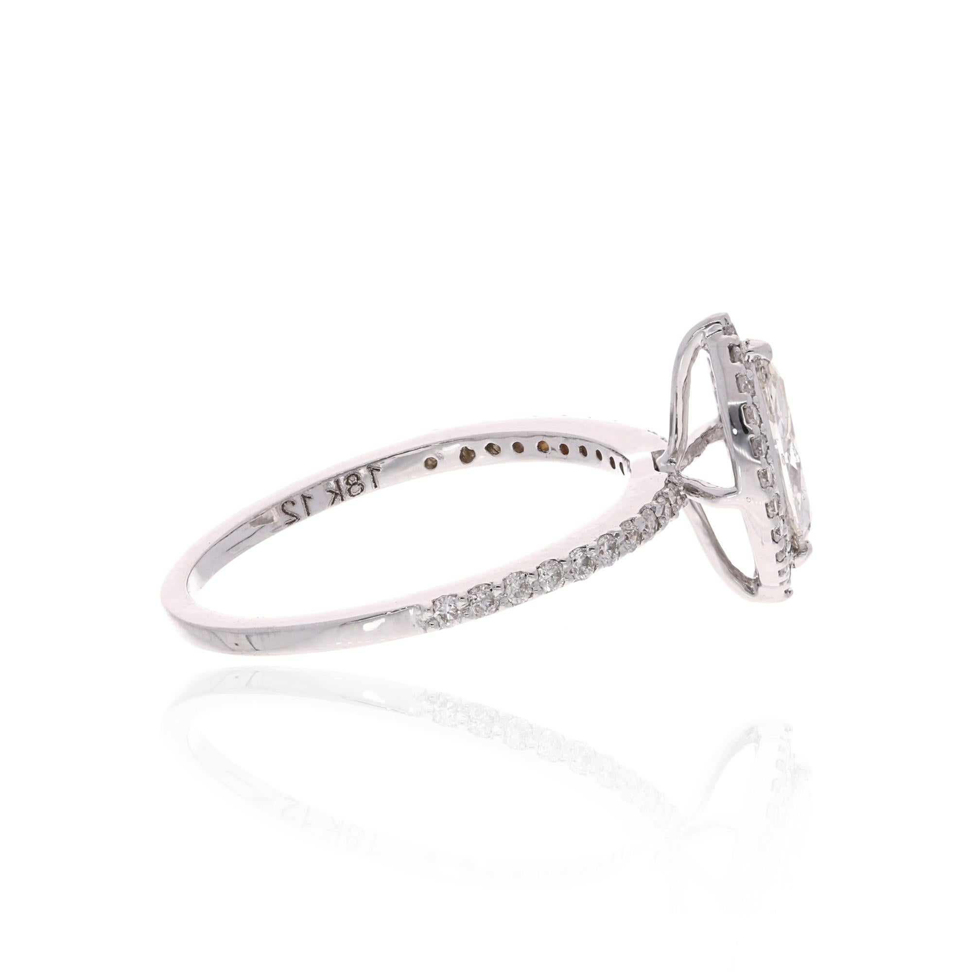 For Sale:  0.86 Carat Solitaire Marquise Cut Diamond Engagement Ring in 18 Karat White Gold 4