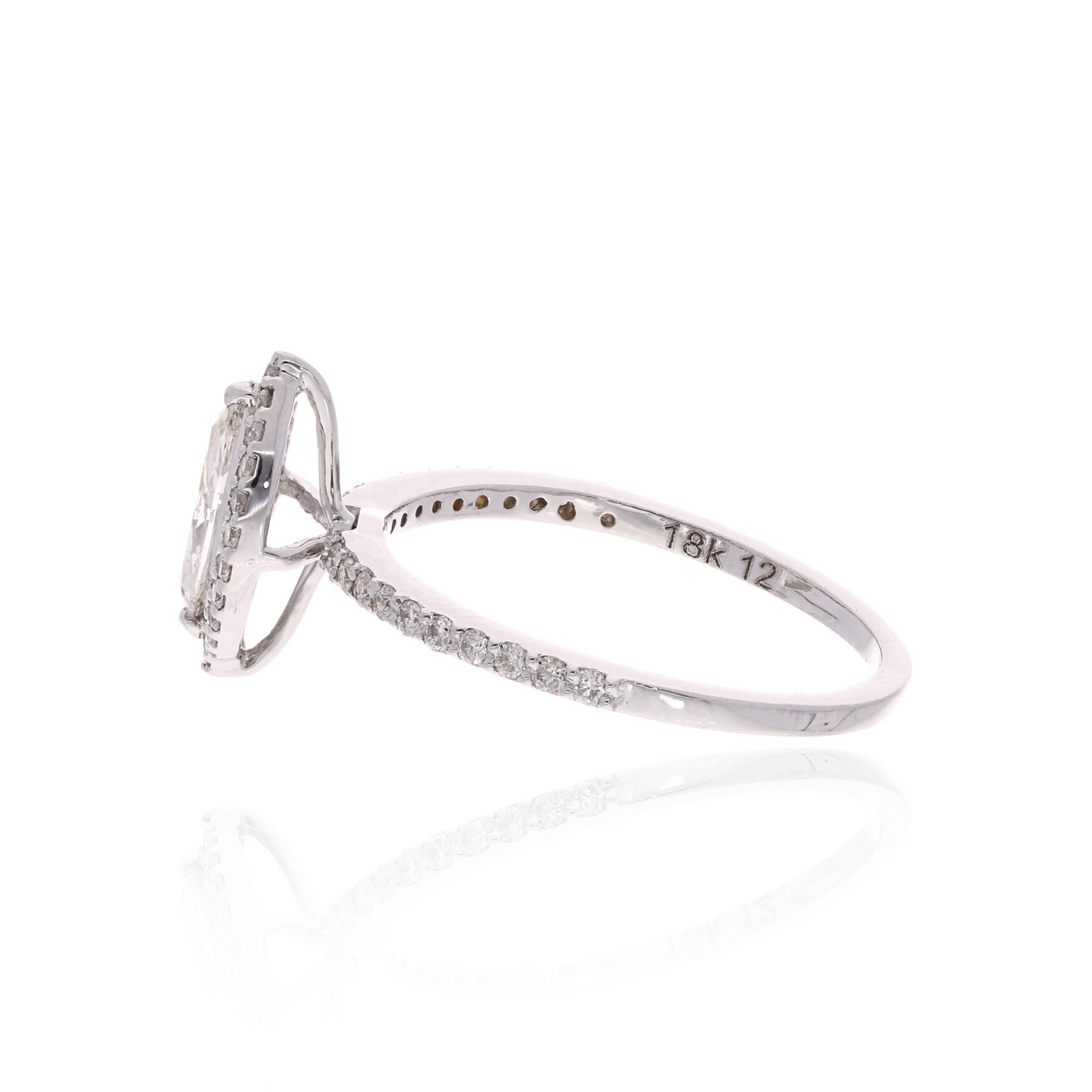 For Sale:  0.86 Carat Solitaire Marquise Cut Diamond Engagement Ring in 18 Karat White Gold 6