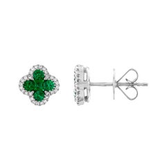 0.86 Carat Emerald Diamond Clover Stud Earrings