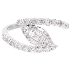 0.86ct SI Clarity HI Color Baguette Round Diamond Wrap Ring 18 Karat White Gold