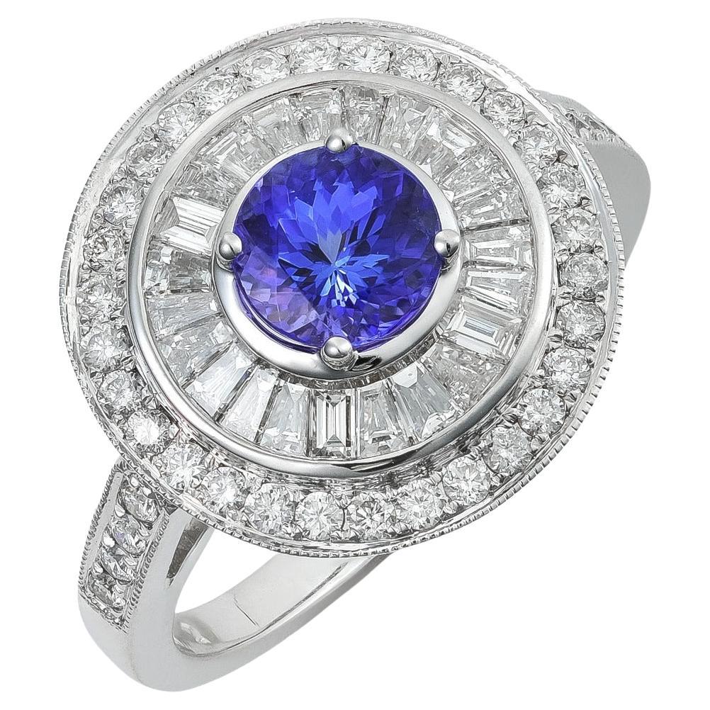 0.86 cts Natural Tanzanite 
0.93 cts Diamonds 18K White Gold Ring