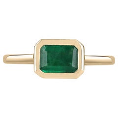 0.86ct 14K Natural Emerald-Emerald Cut Solitaire Gold Ring
