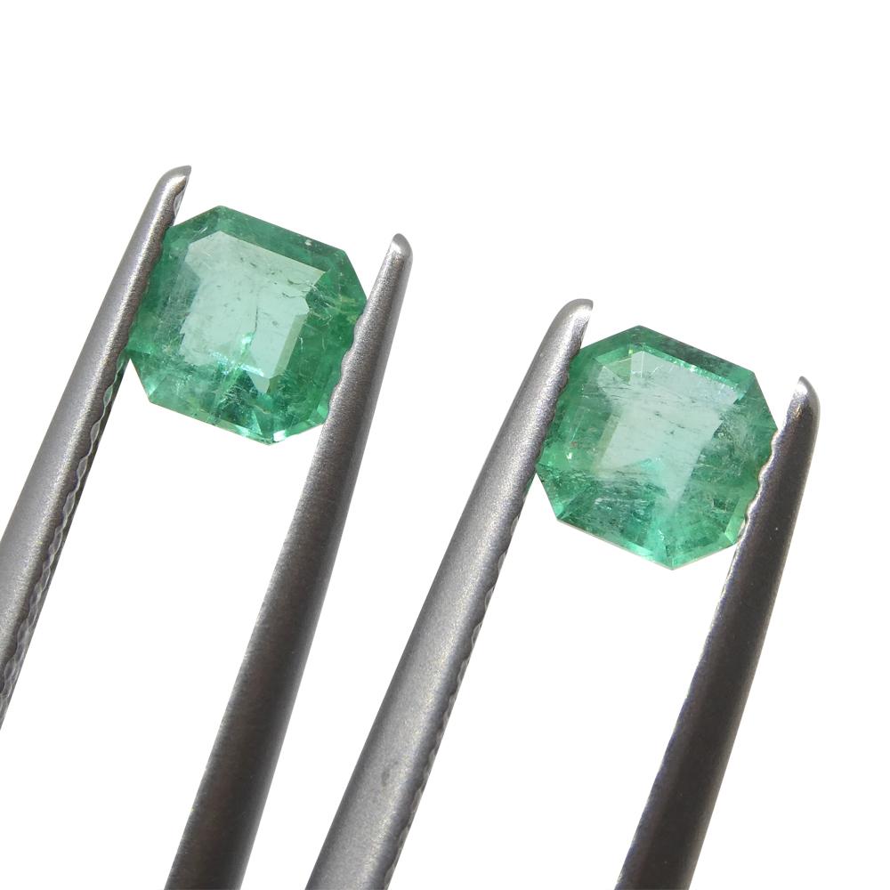 0.86ct Pair Square Green Emerald from Colombia For Sale 7