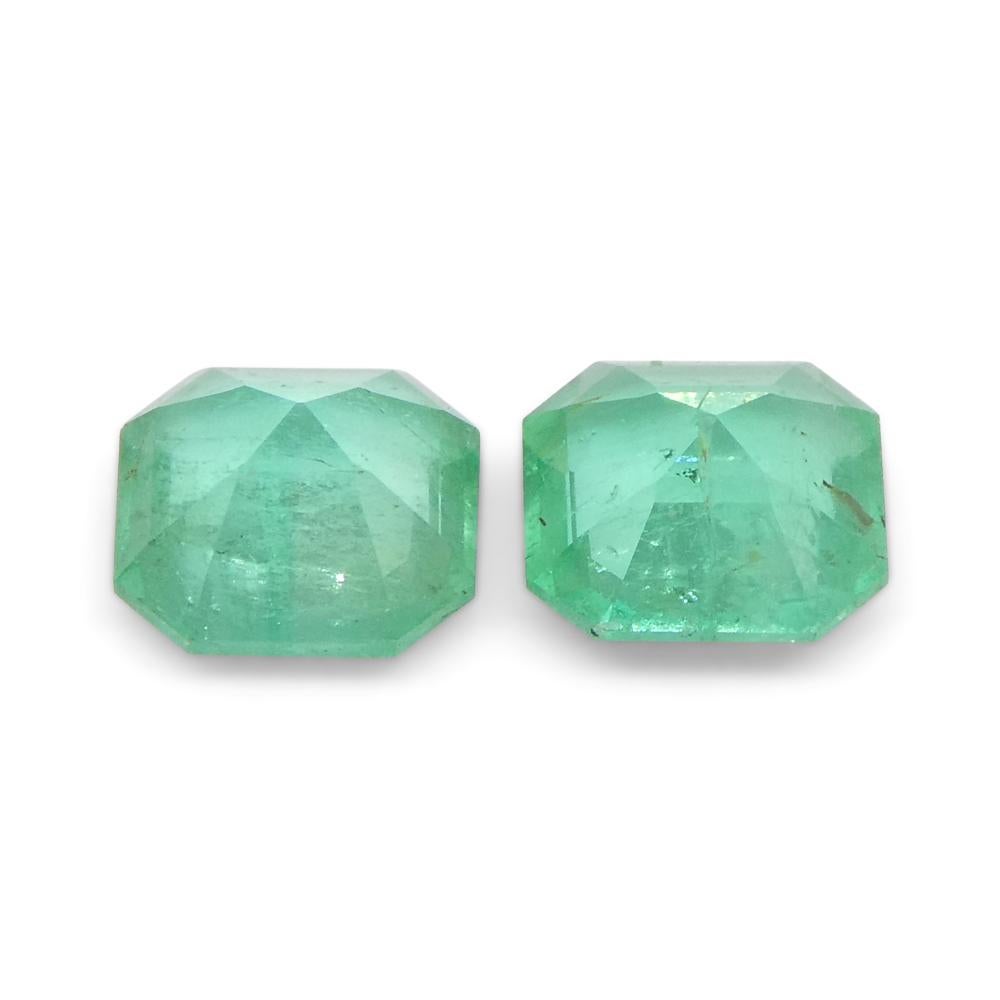 0.86ct Pair Square Green Emerald from Colombia In New Condition For Sale In Toronto, Ontario