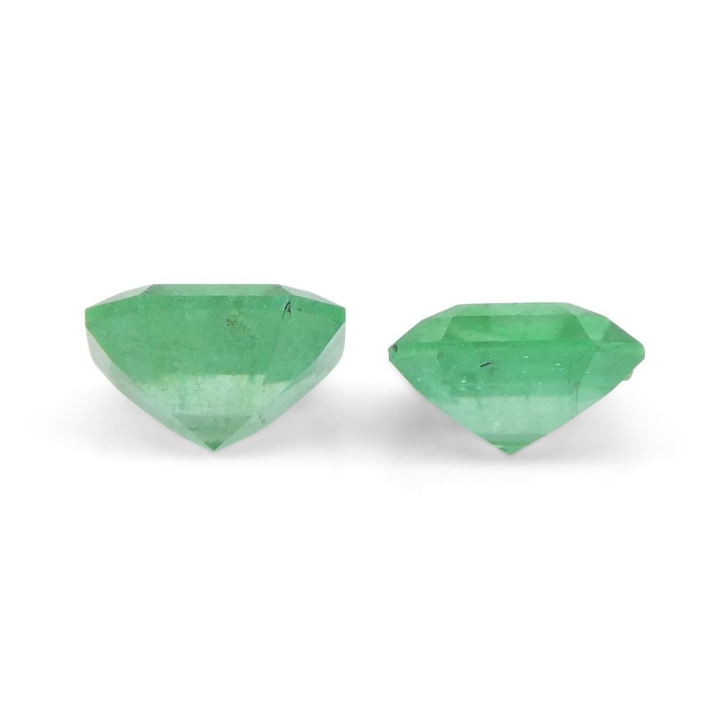 0.86ct Pair Square Green Emerald from Colombia For Sale 3