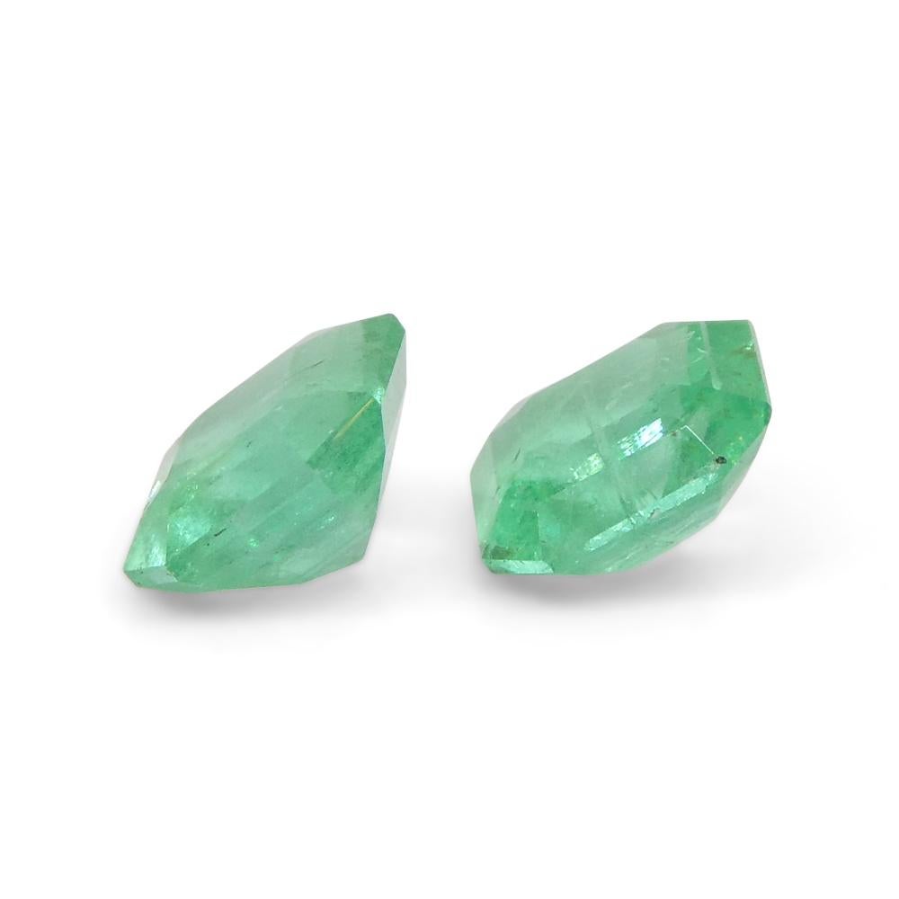 0.86ct Pair Square Green Emerald from Colombia For Sale 4