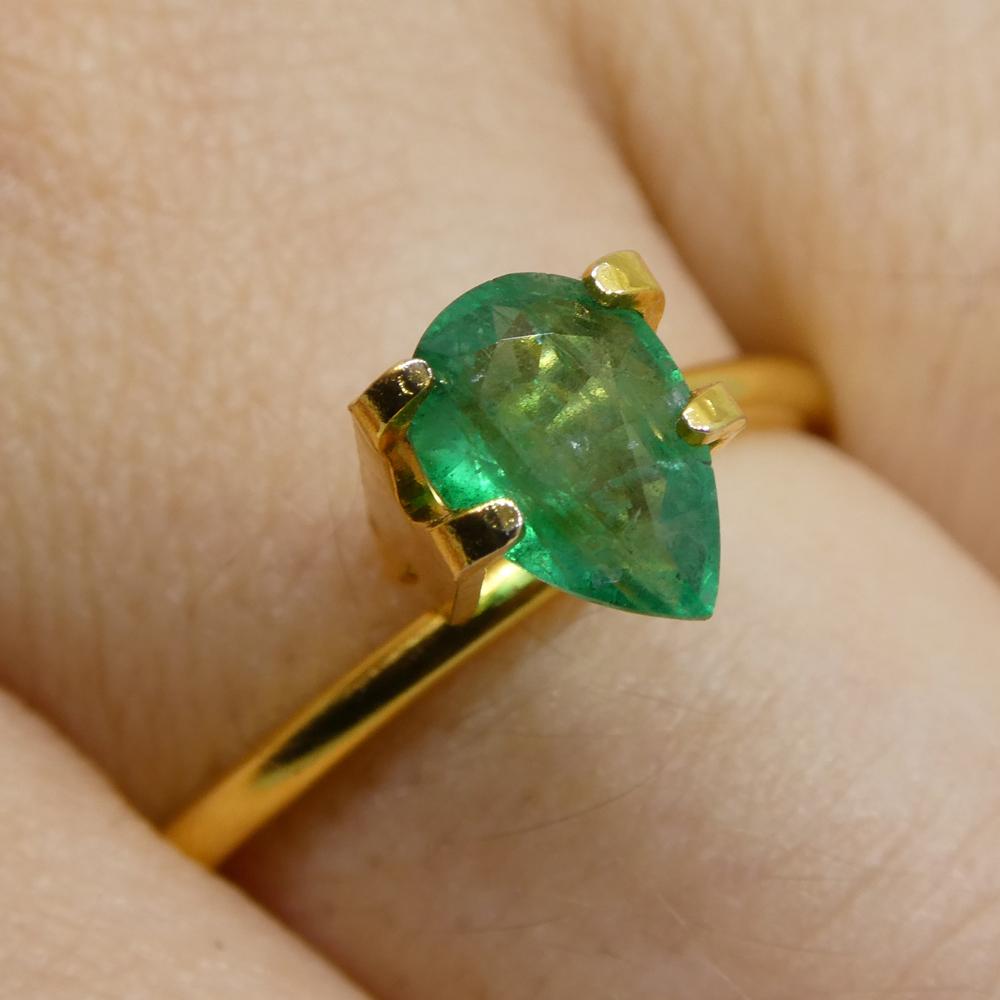 Description:

Gem Type: Emerald
Number of Stones: 1
Weight: 0.86 cts
Measurements: 7.79x5.33x3.35mm
Shape: Pear
Cutting Style Crown: Brilliant Cut
Cutting Style Pavilion: Step Cut
Transparency: Transparent
Clarity: Slightly Included: Some inclusions