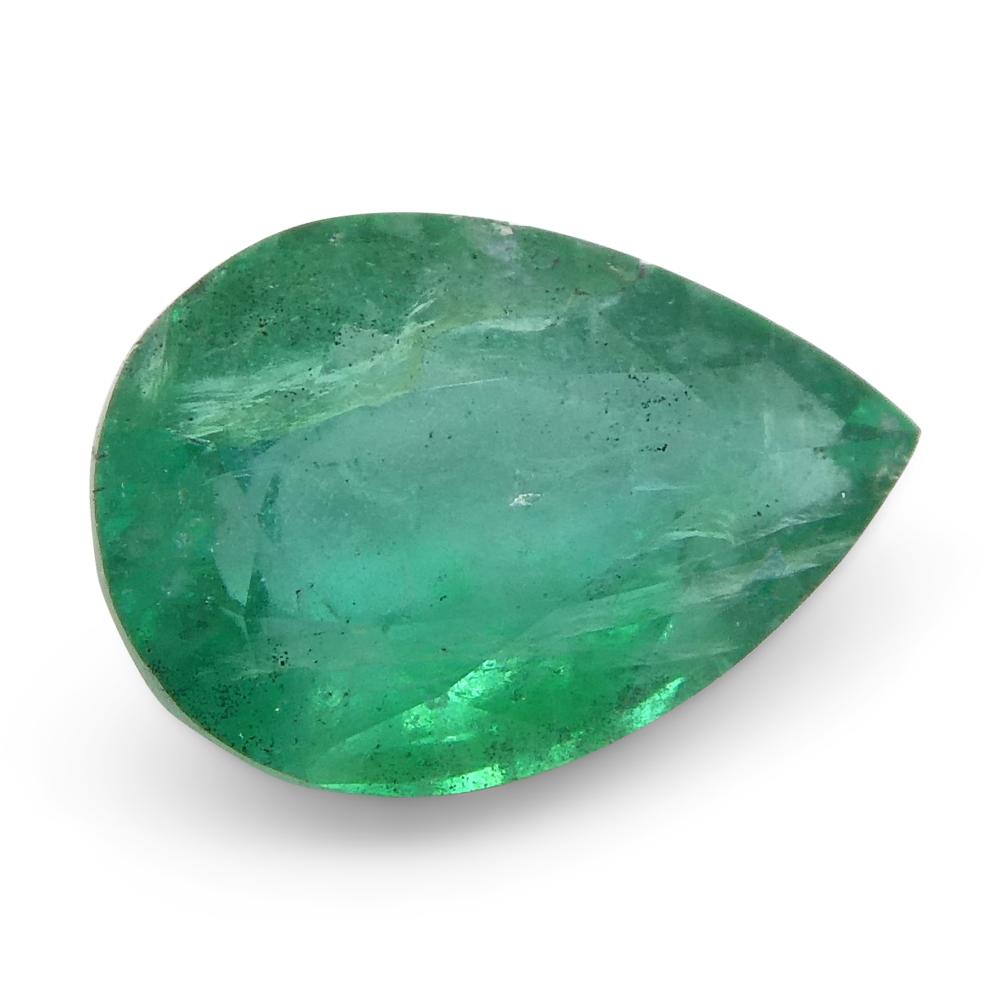 0.86ct Pear Green Emerald from Zambia For Sale 1