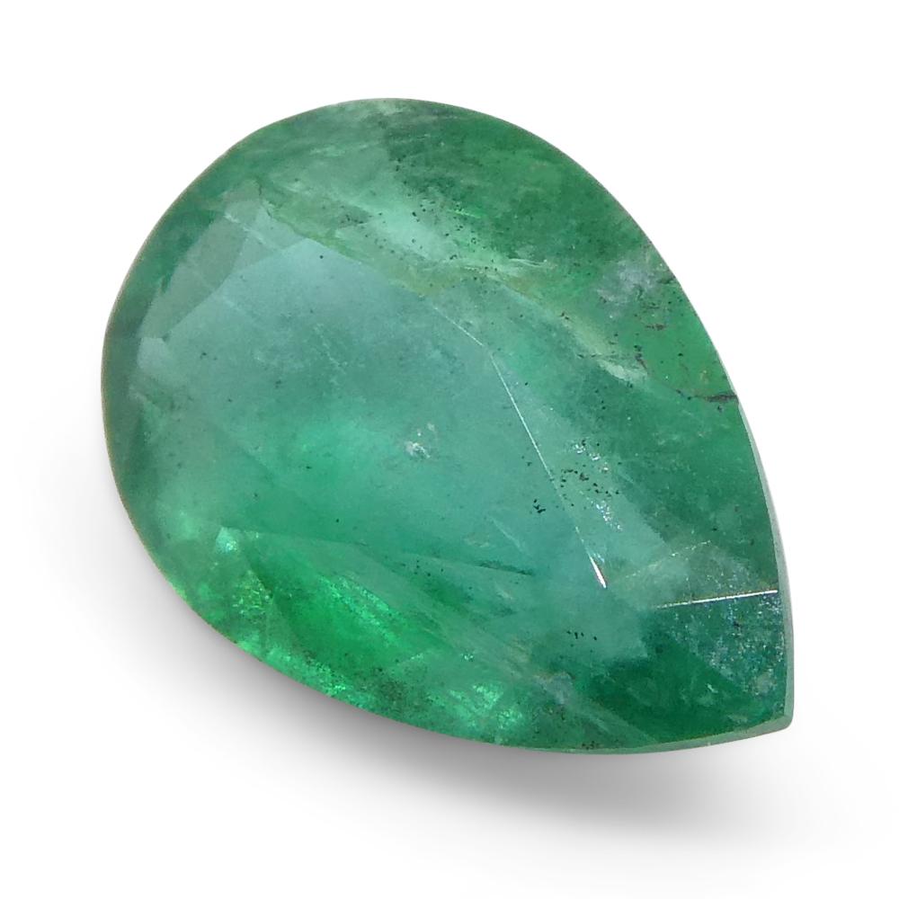 0.86ct Pear Green Emerald from Zambia For Sale 2
