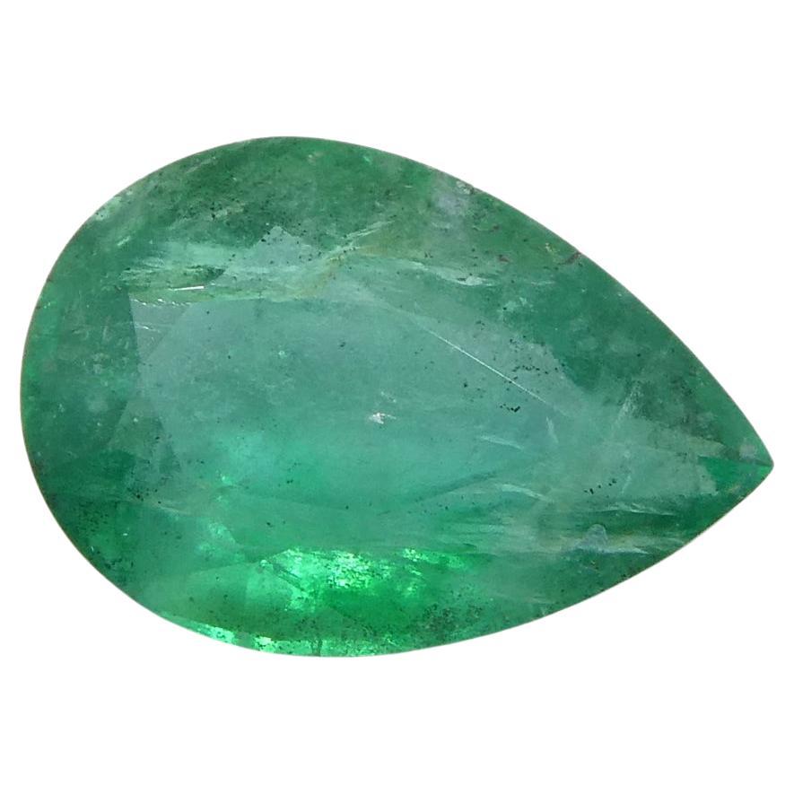0.86ct Pear Green Emerald from Zambia For Sale