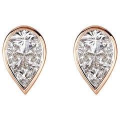 0.86ct Pear Shaped Diamond Mosaic Stud Earrings in 18K Rose Gold