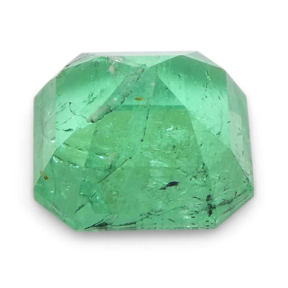 Women's or Men's 0.86ct Square Green Emerald from Colombia For Sale