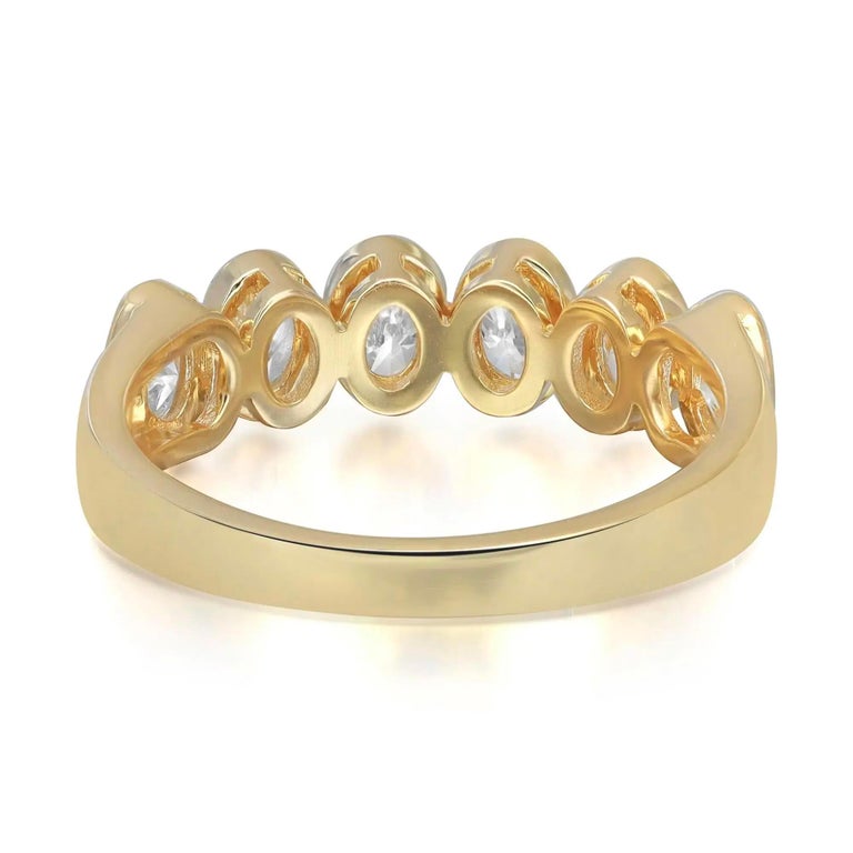 0.86cttw Bezel Set Oval Cut Diamond Eternity Band Ring 18k Yellow Gold ...
