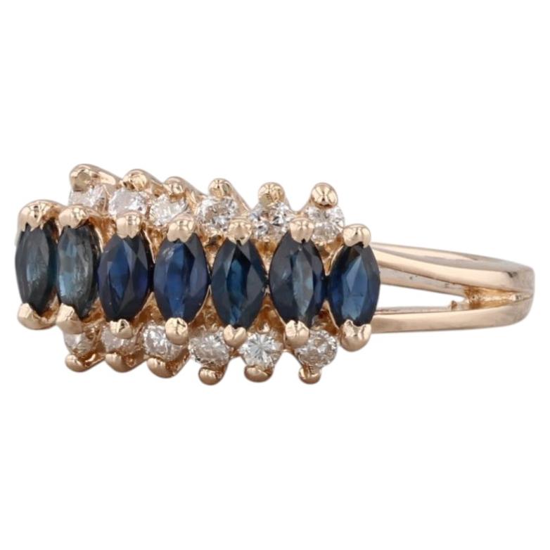 Anello con diamante e zaffiro blu da 0,86 carati in oro giallo 18k, misura 7