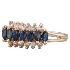 0.86ctw Blue Sapphire Diamond Ring 18k Yellow Gold Size 7