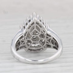 0.86ctw Diamond Cluster Teardrop Halo Ring 10k White Gold Size 6 Engagement